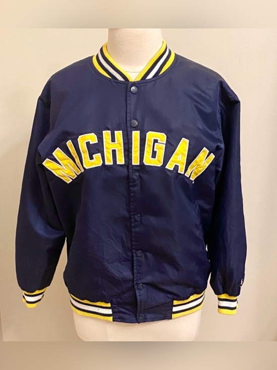 adidas Other - Adidas Men’s Michigan Wolverine Vintage Blue Yellow SZ 14/16 College Y2K Jacket